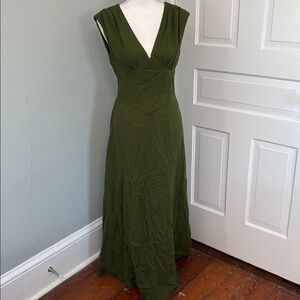 Universal Thread Green Wrap Maxi Dress V-Neck Cap Sleeve